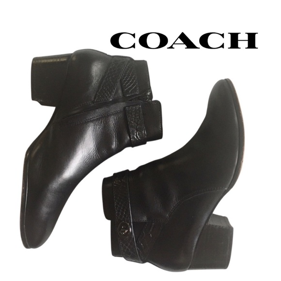 Coach Patricia Black Leather Ankle Booties | 8 - Picture 1 of 12